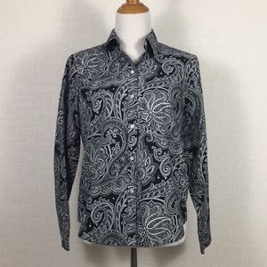 Lauren Ralph Lauren b&w paisley button-down